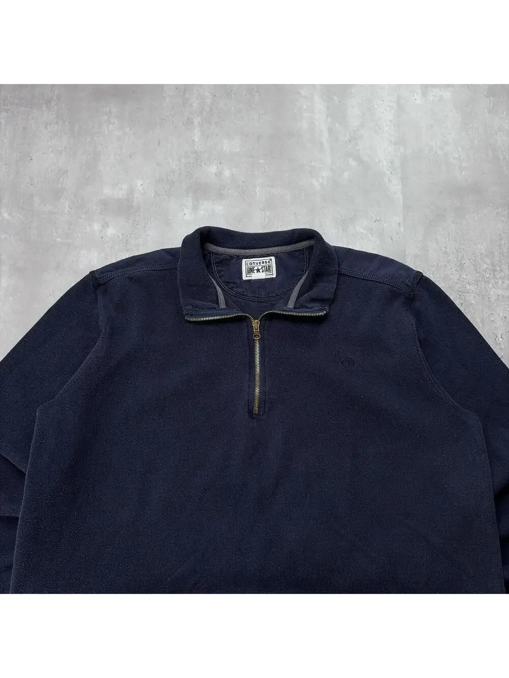 Y2K Navy Converse Grunge Gothic Quarter Zip Sweater